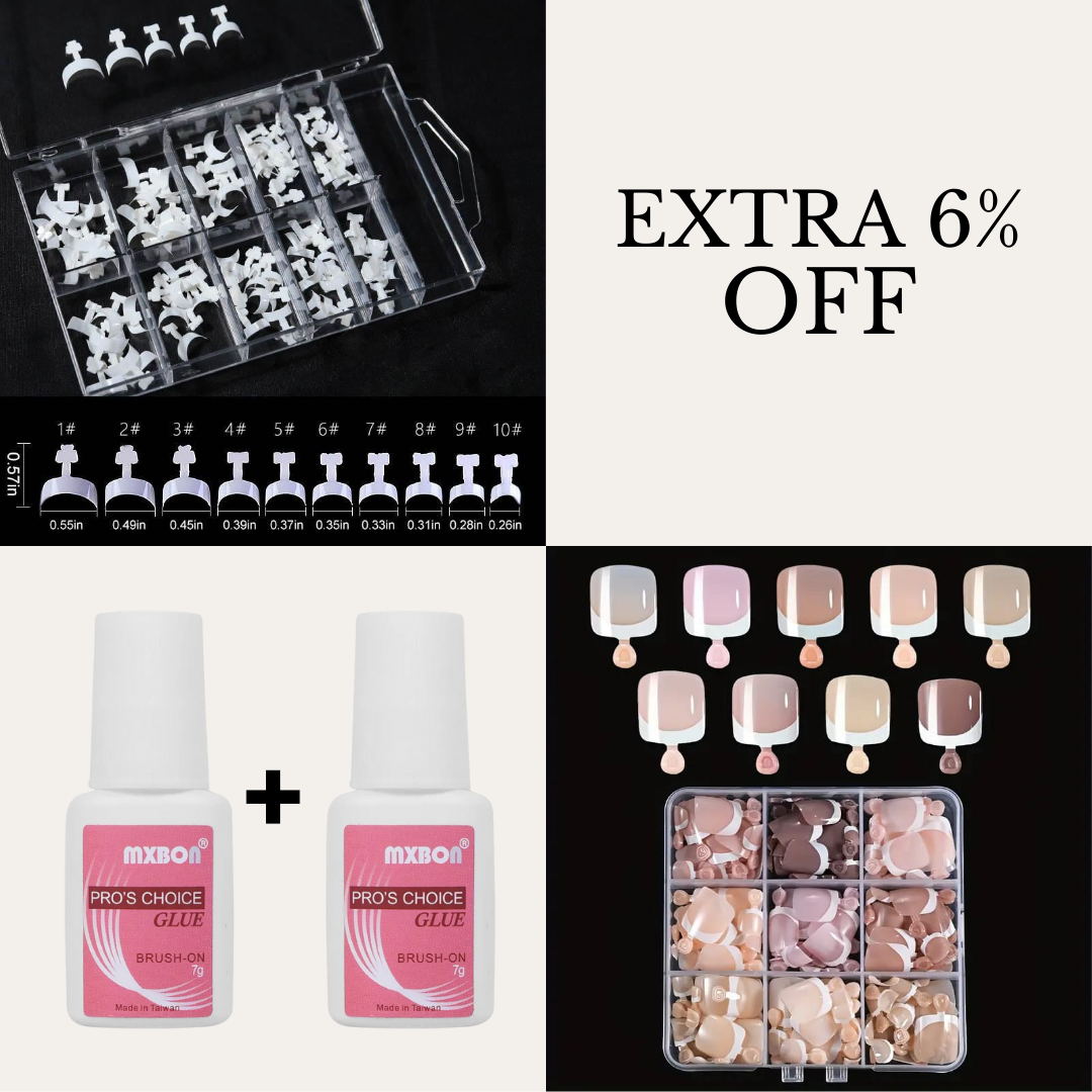 Glue-On French Manicure Nails Kit