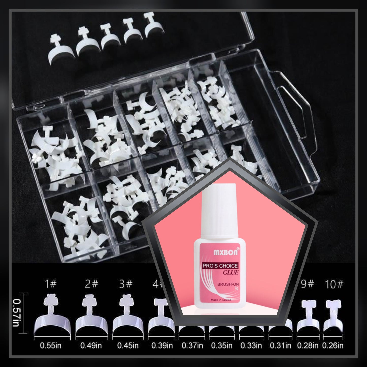 Glue-On French Manicure Nails Kit (100 pcs)