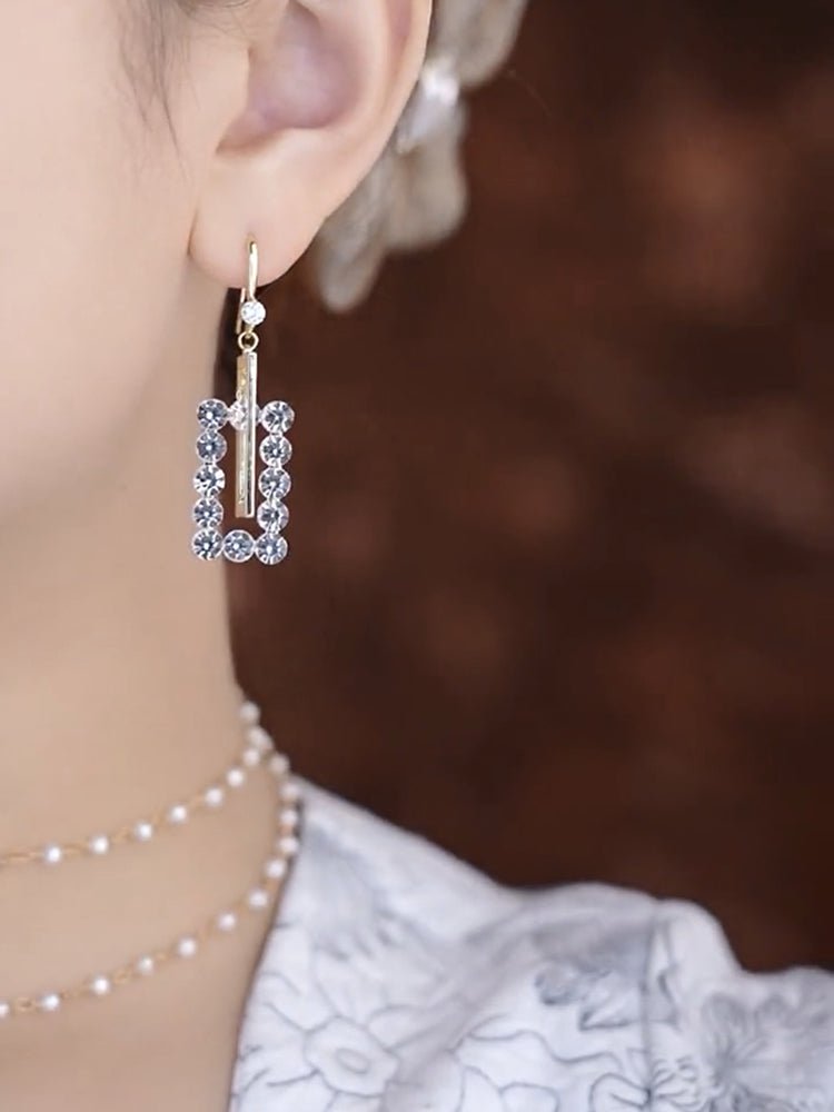 Geometric Rectangular Zircon Earrings