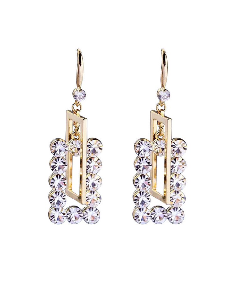 Geometric Rectangular Zircon Earrings