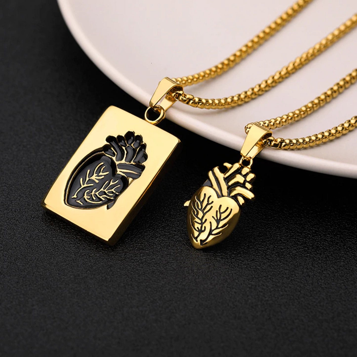 Heart Pendants Couple Matching Necklaces