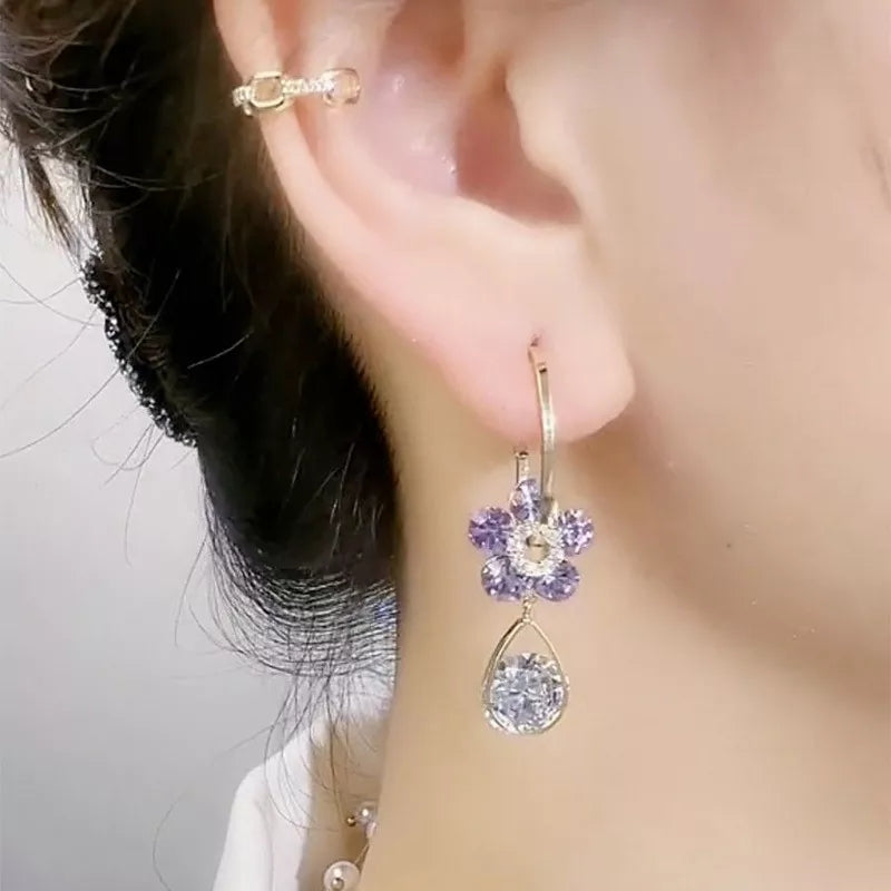 Amethyst Flower Earrings