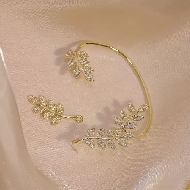 Detachable Diamond Leaf Ear Cuffs